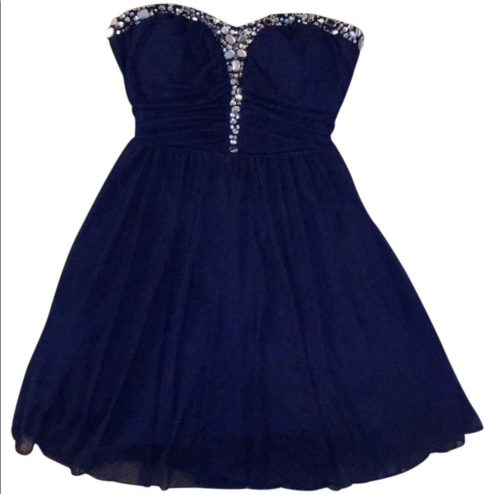 Speechless blue homecoming dress with gems